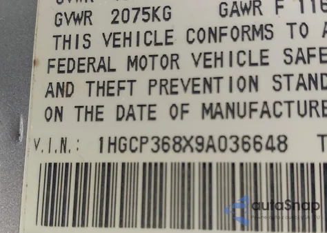 2009 Honda Accord 3.5 Ex-L from USA, damaged, VIN 1HGCP368X9A036648